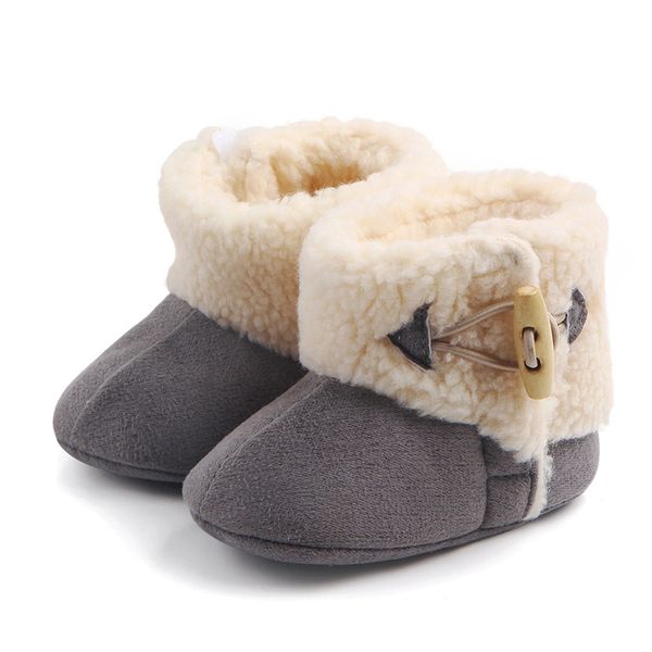 

New Warm Prewalker Boots Toddler Girl Boy Anti-silp Prewalker Fleece Boot Wool Snow Crib Shoes Winter Booties, Apricot