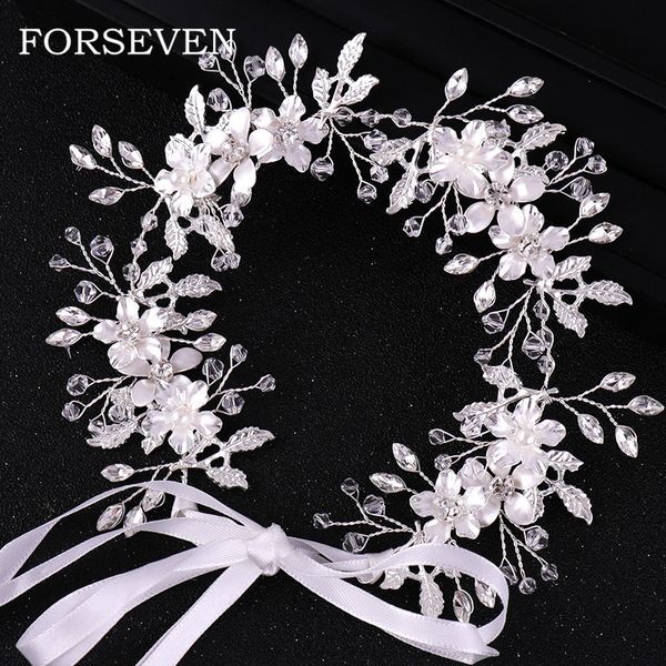 

silver flower hairband rhinestone wedding tiara headband women headpiece bridal hair accessories bridal wedding headband, Golden;white