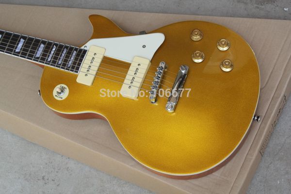 

Горячая Распродажа!!! G Les Standard 1956 Gold Top VOS Goldtop P90 пикапы цельный красное дерево шеи LP