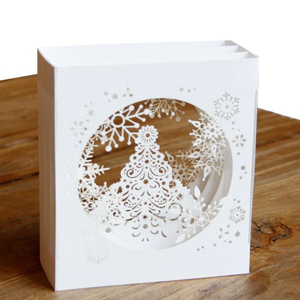 

3d white christmas snow greeting card pop up gift card xmas greeting cards kids happy new year party supplies