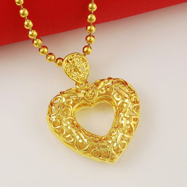 

24k yellow gold plating exquisite round/square/heart pendants necklaces for women gold color jewelry accessories gifts, Silver