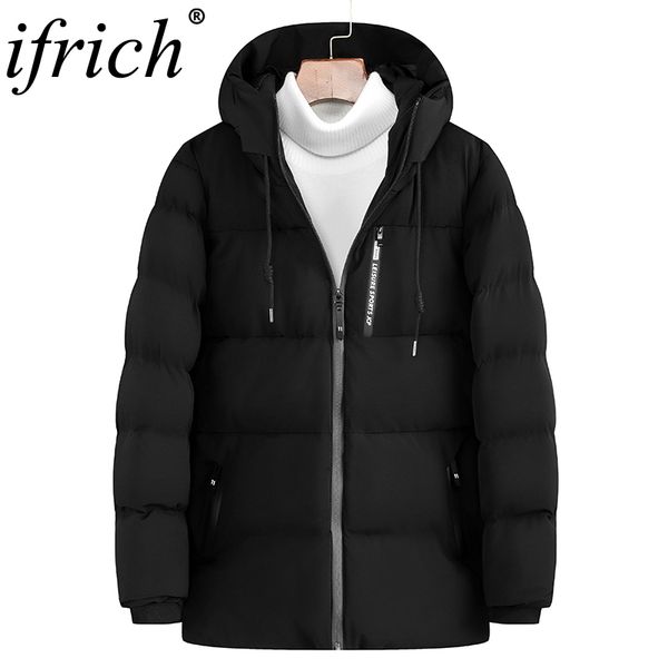 

waterproof coat men casual hoodied cotton padding parka men clothing winter jacket ropa de hombre 2018 windbreaker, Black