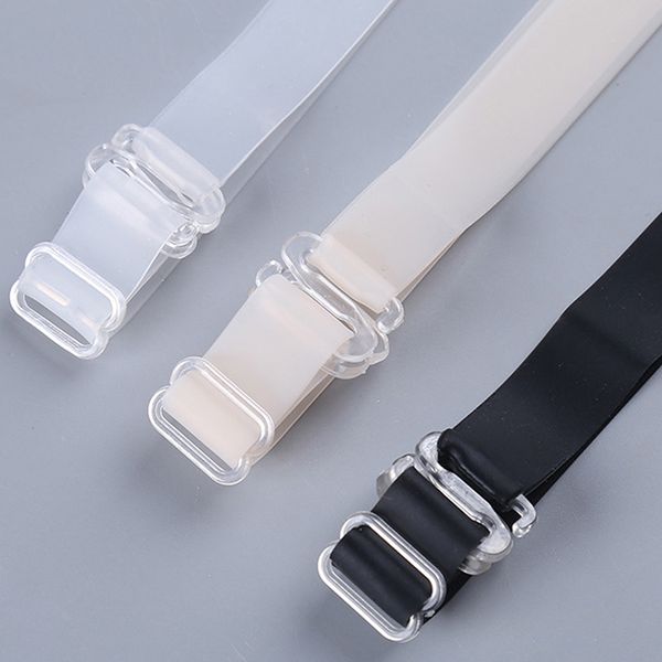 

1.5cm wide women non slip silicone bra straps adjustable plastic buckle invisible bra strap shoulder belt accessories, Black;white