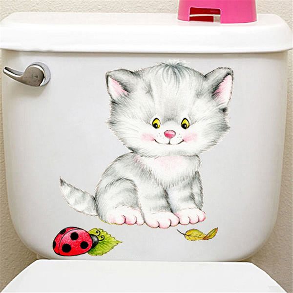 

lovely cute dog cat toilet stickers animals mural art refrigerator posters wall sticker bathroom door decor stickers decals