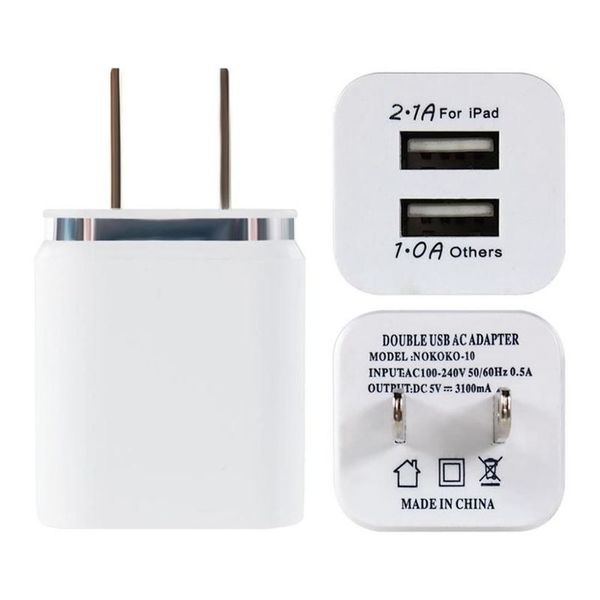 

colorful 2a+1a us plug ac power adapter home trave wall 2 port dual usb charger for iphone x 8 7 6 plus for samsung htc 400pcs/lot
