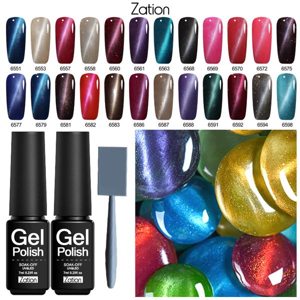 

zation uv nails polishs gel lacquer soak off gel 1s 3d magnet magic cat eye nail polish 7ml semi-permanent uv nail varnish, Red;pink