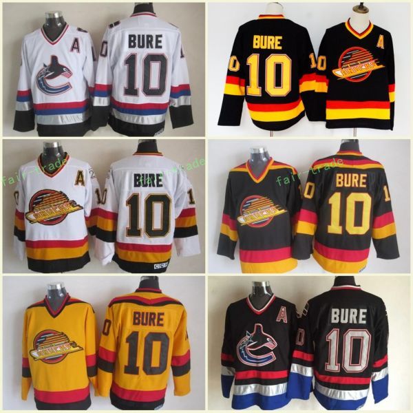 

Men Vancouver Canucks Ice Hockey Jerseys Cheap 10 Pavel Bure Vintage CCM Authentic Stitched Jerseys Yellow White Black
