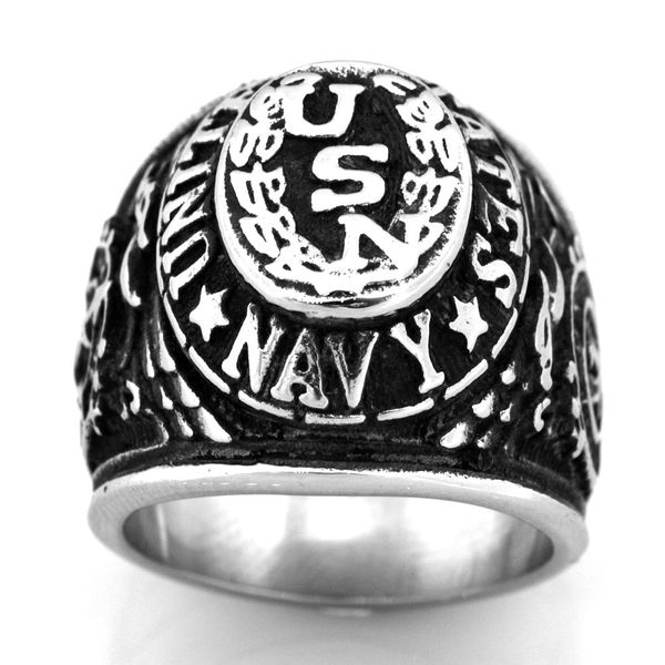 

fanssteel stainless steel punk vintage mens or womens jewelry united states navy usn military ring to brother sister fsr10w17, Silver
