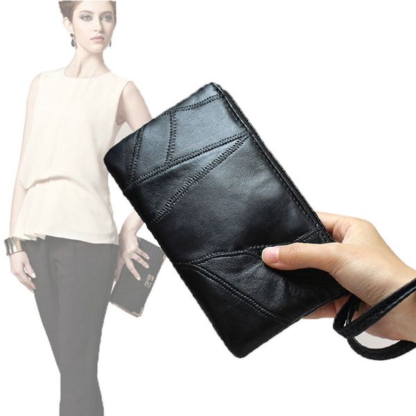 

womens wallets genuine leather luxury female handbag money coin purses holder long clutch wallets fashion ladies clutches, Red;black