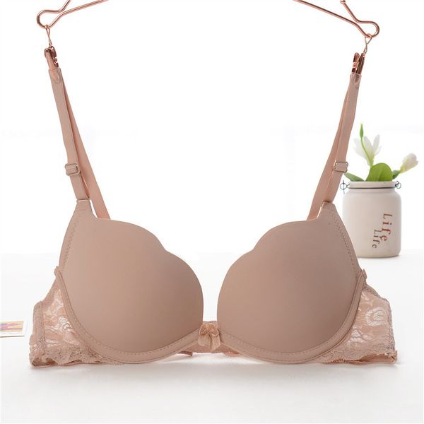 

mozhini khaki color push up bra for teens cute comfortable underwear for girl t shirt lace bra teenagers 3/4 cup lovely, Red;black