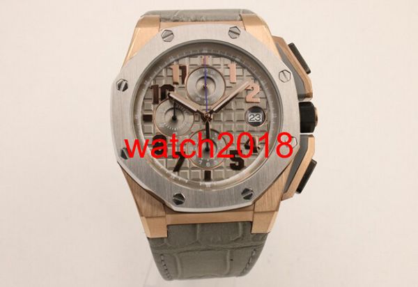 

Luxury Watch Wristwatch Mens Limited Grey Dial Golden Quartz Chronograph Watch Stainless Steel Men Sport Leather Dive Watches