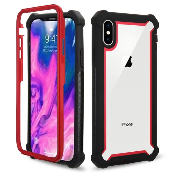 

2 in 1 full body tpu clear pc hybrid case for iphone 11 pro xr xs max xr 8 7 samsung s10 plus s10e note 10 10+ a10 a20 a30 a50 a70 a10e a20e