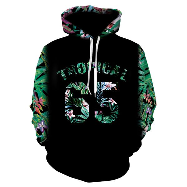 

3d digital printing creative numeral men's hooded sweatershirt 2018 selling long-sleeved pockets drawstring hooded hoodies, Black