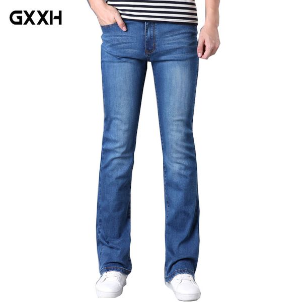 

2018 spring and autumn new men's micro-trumpet blue jeans slim stretch korean tide jeans size 26-30 31 32 33 34