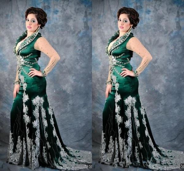

изумрудный охотник зеленый арабский кафтан вечерние платья с иллюзией с длинными рукавами и аппликацией кружевное атласное платье вечерние п, Black;red