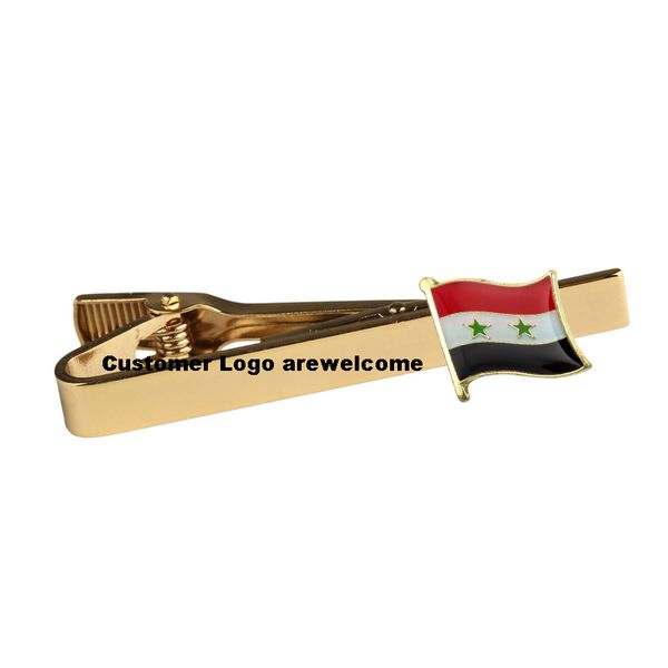 

syria national flag tie clip, Silver;golden