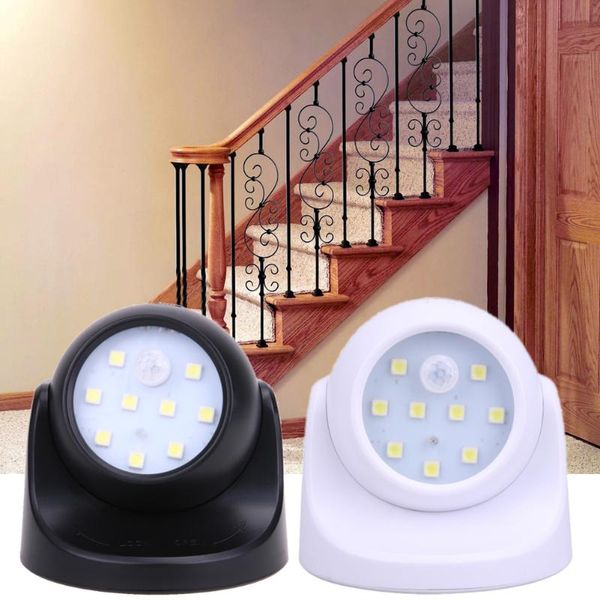 

9 светодиодов 360 градусов вращения Motion Wall Light Sensor Night Light батарейках Коридор Wall Night Li