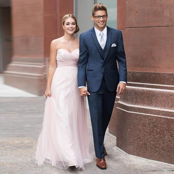 

tailor made navy blue men suits for wedding groom tuxedo men's blazers jacket pants vest 3piece slim fit terno masculino trajes de homb, Black;gray