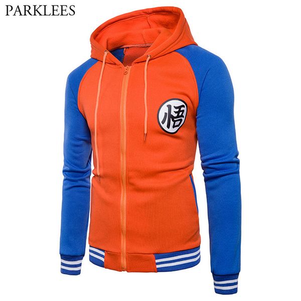 

trend new japanese anime goku varsity hooded jacket 2018 spring casual zipper hoodie coat sweatshirt jacket for dbz, Black;brown