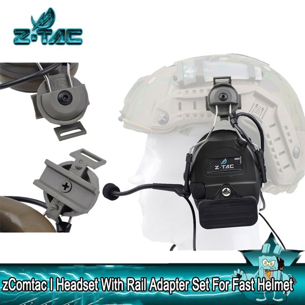 Z-TAC Z-Tactical zComtac I Cuffie con adattatore per binario Cuffie tattiche per caschi FAST Airsoft Auricolari Sport all'aria aperta Comunicazione Gear