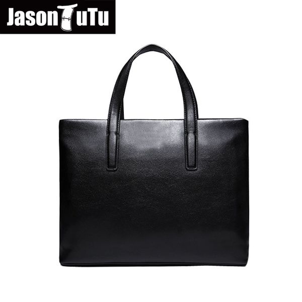 

jason tutu brand handbag men bag black pu leather tote bag 14 inches lapbusiness handle bags h354