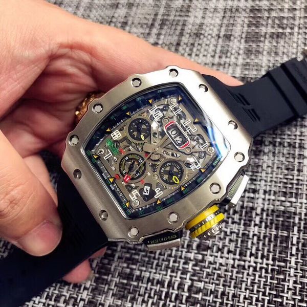 

hot RM11-03 rubber BELT orologio date automatic sport wholesale Montre de luxe fashion men watch bra new Stainless steel mens watches