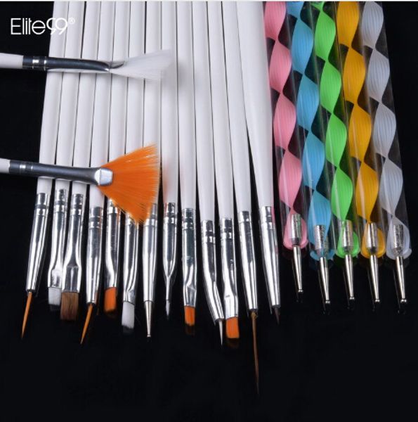 

20pcs/set diy manicure pen set nail art design kit dotting painting drawing polish brush pen tools nail polish art brush, Yellow
