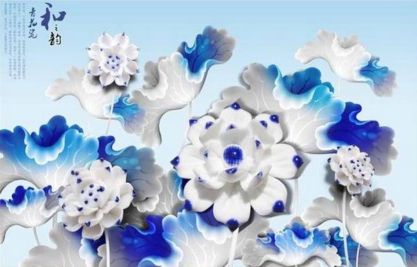 

custom p wallpaper large wall painting background wall paper 3d stereo hd embossed fashion lotus background wall decorative painting ar