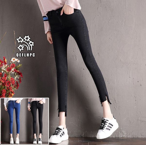 

ladies skinny jeans women high waisted slim fit denim pants slim denim straight biker skinny ripped jeans pencil pants trousers a2691, Blue