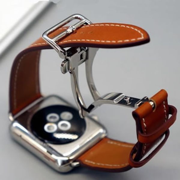 

watch bracelet seires genuine leather strap for herm band series 1 2 3 iwatch 38 42mm watchbands, Black;brown