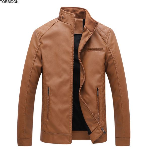 

men fleece pu leather jacket new 2018 winter casual men jackets solid coats fashion elastic motorcycle outerwear jacket 5xl 6xl, Black