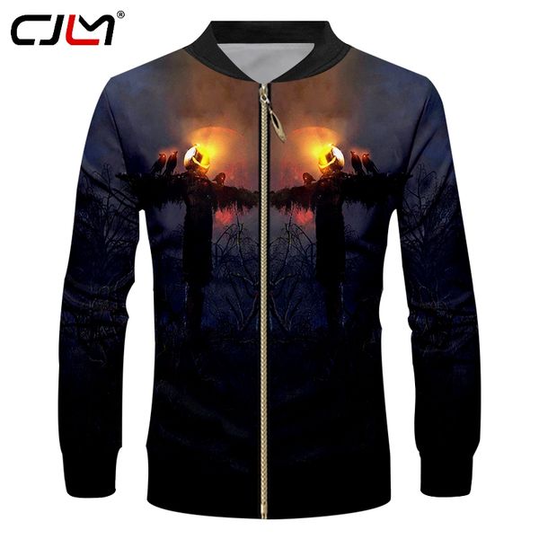 

cjlm halloween pumpkin zip jacket 3d printed flame scarecrow men's polyester zipper coat direct selling man tracksuit, Black;brown