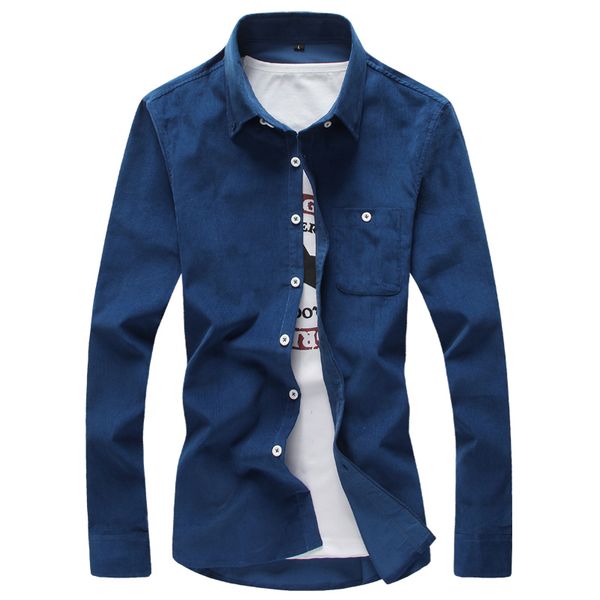 Autunno e inverno nuova camicia da uomo moda casual in velluto a coste camicia multicolore di alta qualità di grandi dimensioni M-5XL tinta unita P30