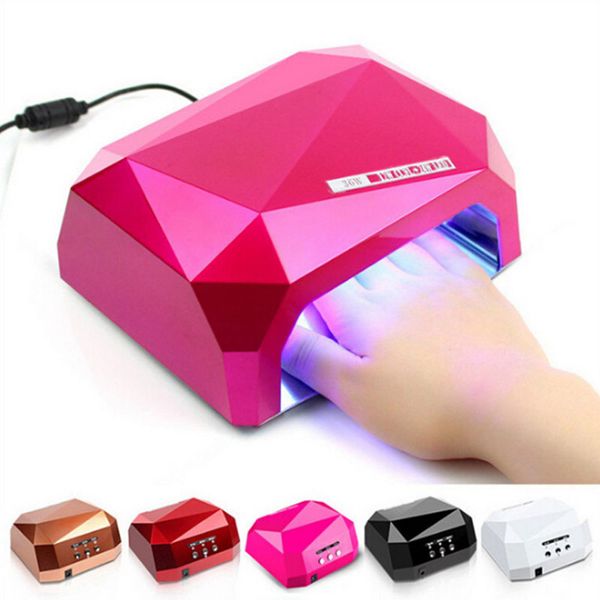 36 W UV-LED-Nageltrockner, 10 Farben, rautenförmige UV-Lampe, LED-Nagellampe, LED + CCFL-Birne, Aushärtung für UV-Gel-Nagellack-Werkzeuge