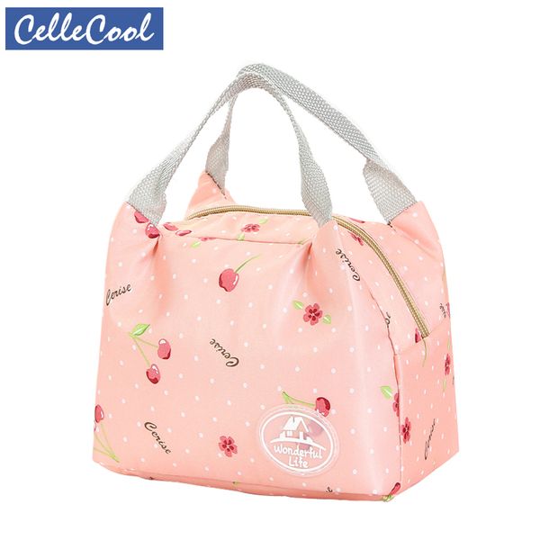 

portable thickening lunch bags cold proof thermal insulation bags student outdoor picnic cartoon travel lunch box ice packs, Blue;pink