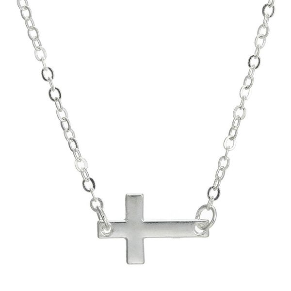 

europe and the united states foreign trade new lateral cross "force of faith" alloy pendant necklace jewelry wholesale, Silver