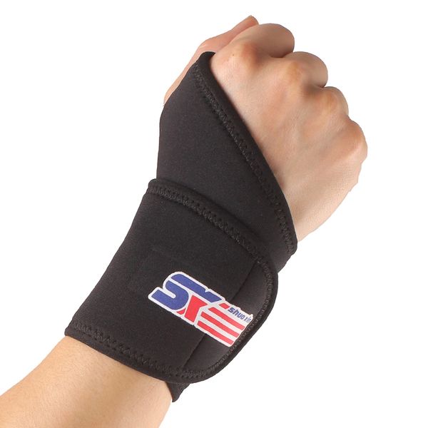 

shou xin sx502 monolithic sport gym elastic stretchy wrist guard protector - made by breathable and durable materials, Black;red