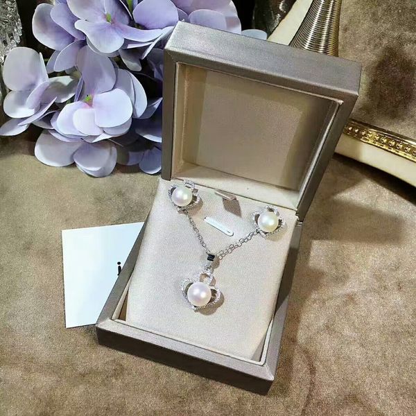 joyas nuevo gs5 Set cadena /& aretes perlas anillos cadena pendientes plata PL