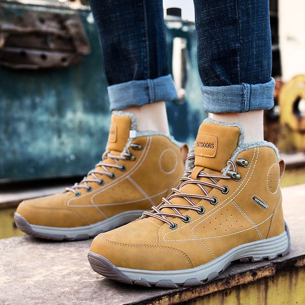 Mens Trekking Hiking Shoes Outdoor Hiking Waterproof Winter Shoes Non-Slip Rubber Sole Snow Boots