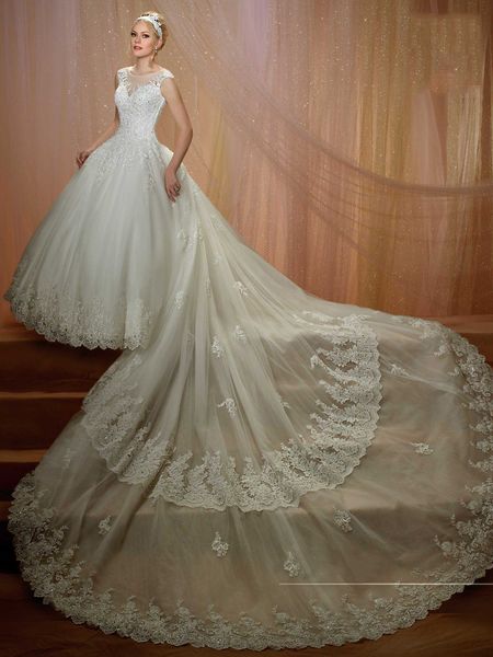 

excellent ivory applique detachable tail princess wedding dresses bridal pageant dresses wedding attire dresses custom size 2-16 kf913109, White