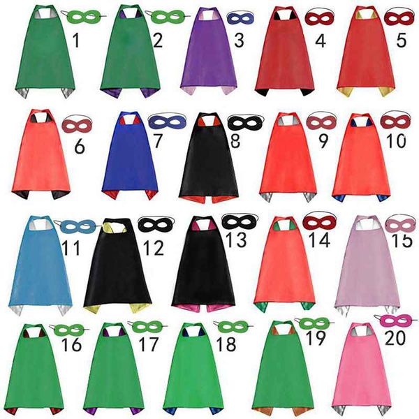 

50pc 70cm 70cm plain color uperhero co play cape with ma k 2 layer atin co play co tume halloween co play cape
