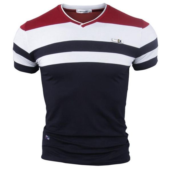 

Men Short Sleeve T Shirts for Man New Summer Cotton Vintage Patchwork Tees V neck Cotton Tshirt Homme
