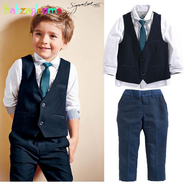 

gentleman baby boy clothes wedding costume infant children kids vest+shirt+pant+tie 3pcs suit 2-6year/autumn baby outfit bc1301, White