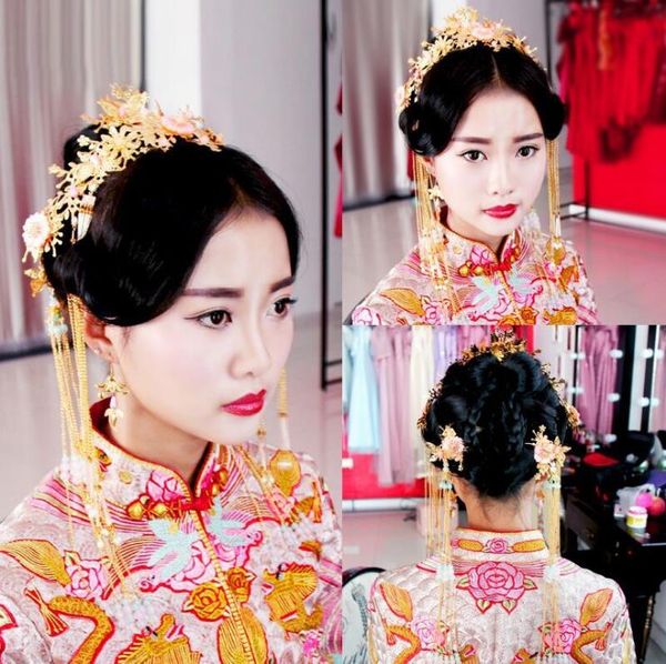 

китайский невесты платье костюм комплект ювелирных изделий венчания волос коронет голову, Silver