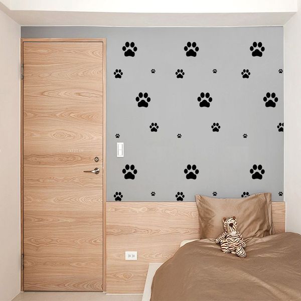 Diy Funny Cartoon Animal Footprints Wall Stickers Cat Dog Paws