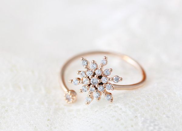 

chandler silver snowflake ring with white cz crystal romantic snow flower floral finger rings fine jewelry encircle open anel