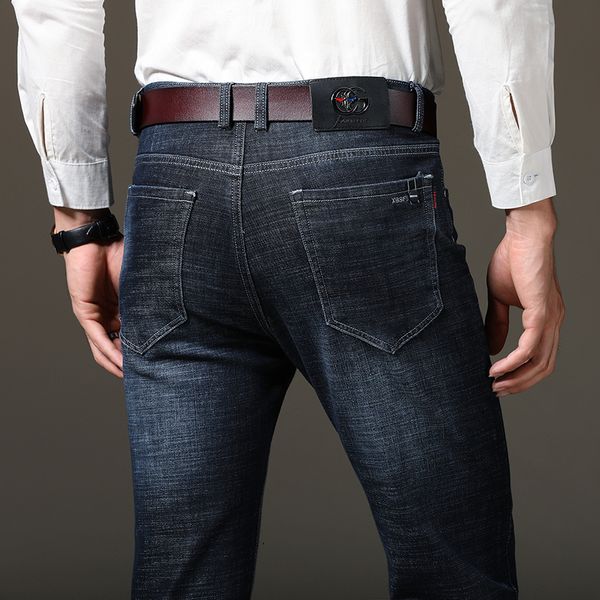 

2018 new designer mens classic jeans fashion business casual stretch slim jeans men trousers denim pants male brand clothing, Blue