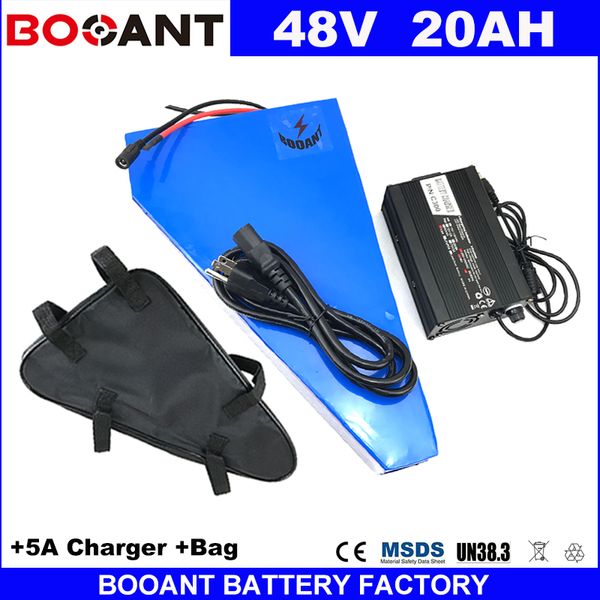 

booant 13s 8p e-bike lithium battery 48v 20ah 1000w electric motorbike battery +5a charger eu us tax/duty ing
