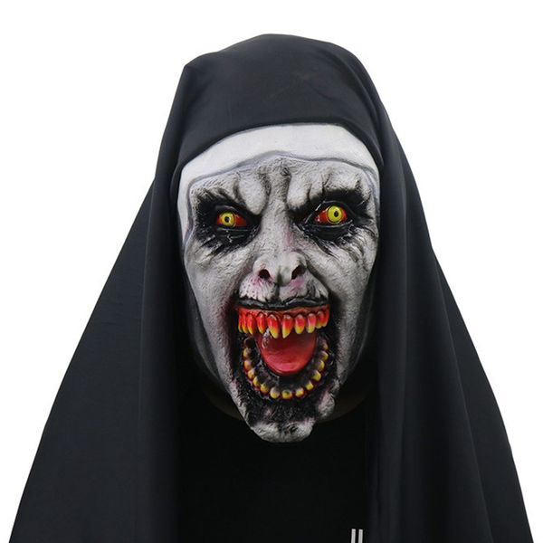 

The Nun Cosplay Mask Costume Latex Prop Helmet Valak Halloween Scary Horror Conjuring Scary Toys Party Costume Props 12pcs