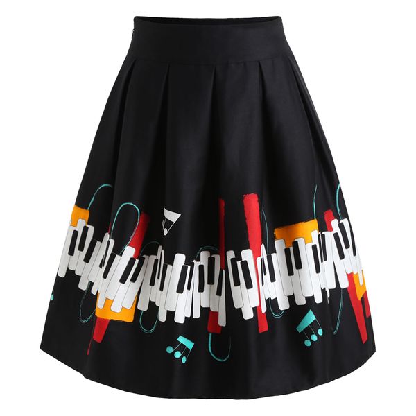 

kenancy piano pattern skirt, Black